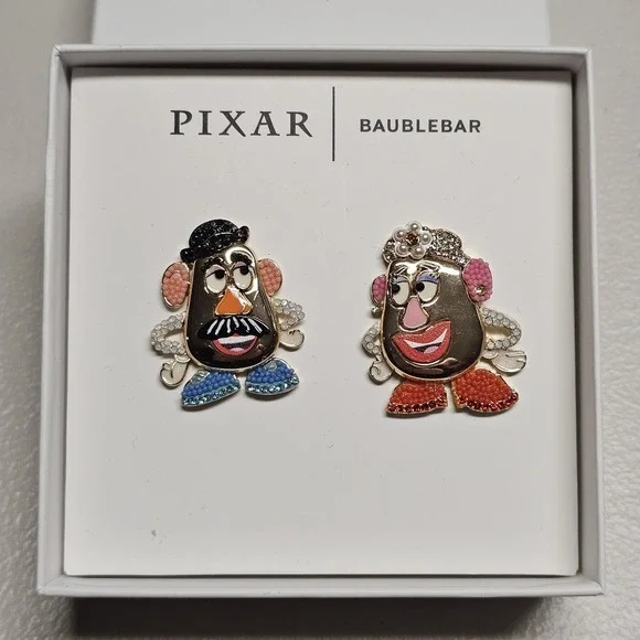 BaubleBar Pixar Mr Mrs Potato Head Stud Earrings Disney Toy Story New - Picture 1 of 9